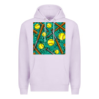 Lilac softball bat with leopard and glitter seamless pattern Premium Hoodie - BundleAndBundleShop