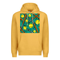 Mustard softball bat with leopard and glitter seamless pattern Premium Hoodie - BundleAndBundleShop