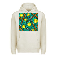Oatmeal Heather softball bat with leopard and glitter seamless pattern Premium Hoodie - BundleAndBundleShop