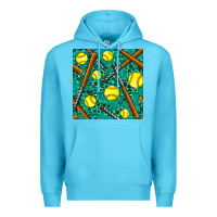 Ocean Blue softball bat with leopard and glitter seamless pattern Premium Hoodie - BundleAndBundleShop