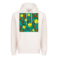 Pale Pink softball bat with leopard and glitter seamless pattern Premium Hoodie - BundleAndBundleShop