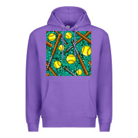 Purple softball bat with leopard and glitter seamless pattern Premium Hoodie - BundleAndBundleShop
