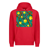 Red softball bat with leopard and glitter seamless pattern Premium Hoodie - BundleAndBundleShop