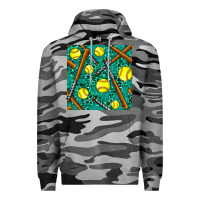 Slate Camo softball bat with leopard and glitter seamless pattern Premium Hoodie - BundleAndBundleShop