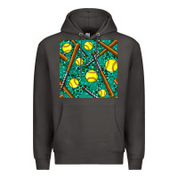 Smoke softball bat with leopard and glitter seamless pattern Premium Hoodie - BundleAndBundleShop