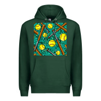 Sports Green softball bat with leopard and glitter seamless pattern Premium Hoodie - BundleAndBundleShop