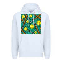 White softball bat with leopard and glitter seamless pattern Premium Hoodie - BundleAndBundleShop