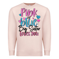 Pale Pink pink or blue big sister loves you Premium Sweatshirt - MaliasSmallBusiness