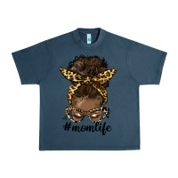 Midnight Navy afro messy bun mom life Urban Heavy Tee - HRA Design Shop