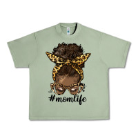 Oil Green afro messy bun mom life Urban Heavy Tee - HRA Design Shop
