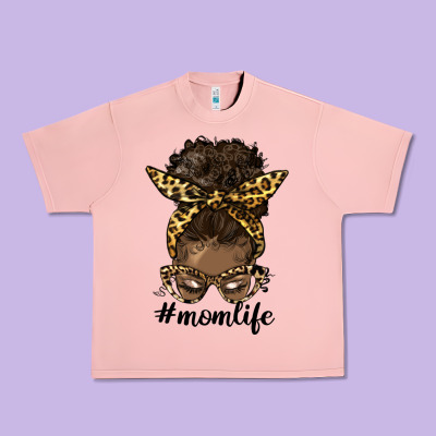 Afro Messy Bun Mom Life Urban Heavy Tee Designed By Hra Design Shop