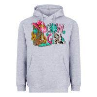 Heather Grey cow girl western boots Heavyweight Hoodie - MaliasSmallBusiness