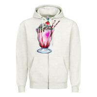 Oatmeal Heather milkshake Zipper Hoodie - AdoDesignShop