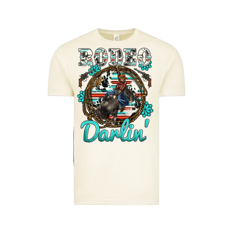 Western Rodeo Darlin' Bullfighter Serape Cowhide Turquoise Gemstones Vintage Tee by BarkalooDesign | Teevron