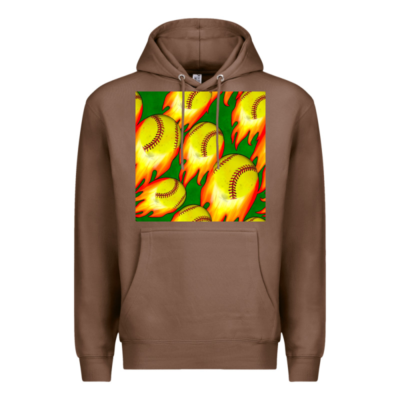 Softball Fire Ball Seamless Pattern Premium Hoodie by BundleAndBundleShop | Teevron