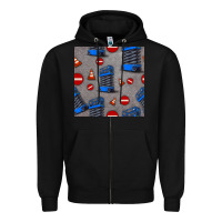 Black scissor lift seamless pattern Zipper Hoodie - BundleAndBundleShop