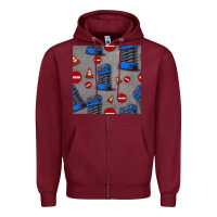 Burgundy scissor lift seamless pattern Zipper Hoodie - BundleAndBundleShop