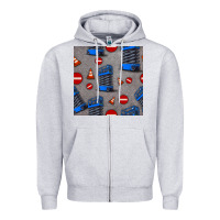 Heather Grey scissor lift seamless pattern Zipper Hoodie - BundleAndBundleShop
