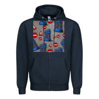 Navy scissor lift seamless pattern Zipper Hoodie - BundleAndBundleShop