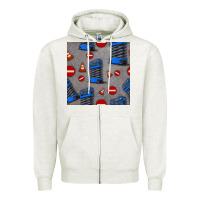 Oatmeal Heather scissor lift seamless pattern Zipper Hoodie - BundleAndBundleShop