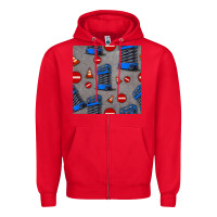 Red scissor lift seamless pattern Zipper Hoodie - BundleAndBundleShop
