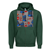 Sports Green scissor lift seamless pattern Zipper Hoodie - BundleAndBundleShop