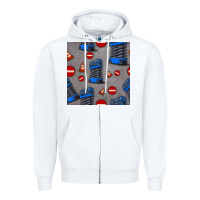 White scissor lift seamless pattern Zipper Hoodie - BundleAndBundleShop
