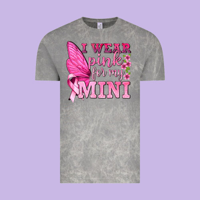 I Wear Pink For My Mini With Butterfly Vintage Tee Designed By Texasbilliewilder