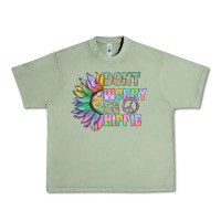 Oil Green Don't Worry Be Hippie Urban Heavy Tee - CowhideDigitalArt