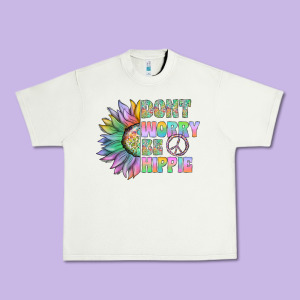 Don't Worry Be Hippie Urban Heavy Tee Designed By Cowhidedigitalart