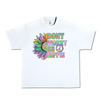 White Don't Worry Be Hippie Urban Heavy Tee - CowhideDigitalArt