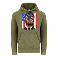 Vintage Olive American flag with lincoln Vintage Hoodie - texasbilliewilder