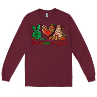 Burgundy peace love Christmas cakes Long Sleeve Tee - AdoDesignShop