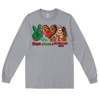 Heather Grey peace love Christmas cakes Long Sleeve Tee - AdoDesignShop