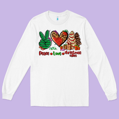 Peace Love Christmas Cakes Long Sleeve Tee Designed By Adodesignshop