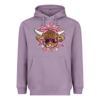 Lavender cow with flowers and butterflies Heavyweight Hoodie - MaliasSmallBusiness