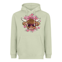 Matcha cow with flowers and butterflies Heavyweight Hoodie - MaliasSmallBusiness