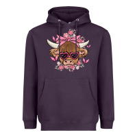Plum cow with flowers and butterflies Heavyweight Hoodie - MaliasSmallBusiness