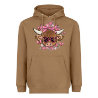 Toasted Coconut cow with flowers and butterflies Heavyweight Hoodie - MaliasSmallBusiness