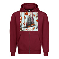 Burgundy forklift seamless pattern Zipper Hoodie - BundleAndBundleShop