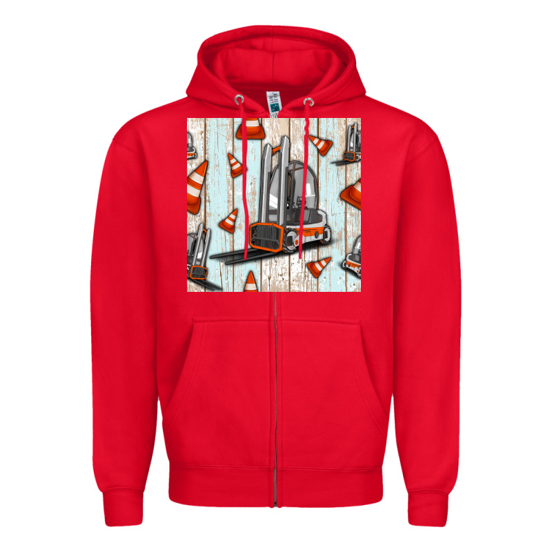 Forklift Seamless Pattern Zipper Hoodie by BundleAndBundleShop | Teevron