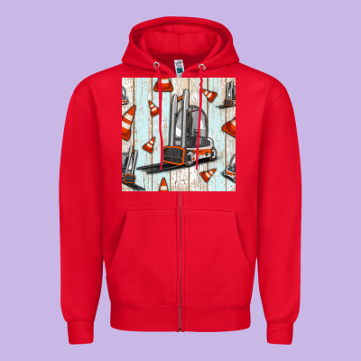 Forklift Seamless Pattern Zipper Hoodie Designed By Bundleandbundleshop