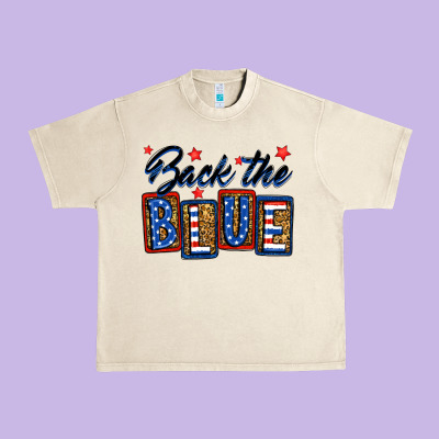 Back The Blue Urban Heavy Tee Designed By Neo Western