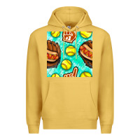 Softball Glove And Hotdog Seamless Pattern Premium Hoodie | Teevron