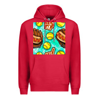 Cardinal softball glove and hotdog seamless pattern Premium Hoodie - BundleAndBundleShop