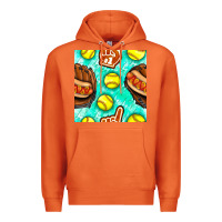 Carrot softball glove and hotdog seamless pattern Premium Hoodie - BundleAndBundleShop
