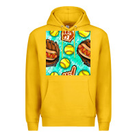 Lemon softball glove and hotdog seamless pattern Premium Hoodie - BundleAndBundleShop
