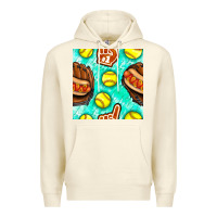Sandshell softball glove and hotdog seamless pattern Premium Hoodie - BundleAndBundleShop