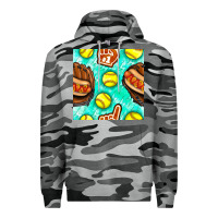 Slate Camo softball glove and hotdog seamless pattern Premium Hoodie - BundleAndBundleShop