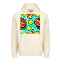 Tofu softball glove and hotdog seamless pattern Premium Hoodie - BundleAndBundleShop